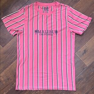 RSQ Pink Striped Short Sleeve Tee Malibu  California